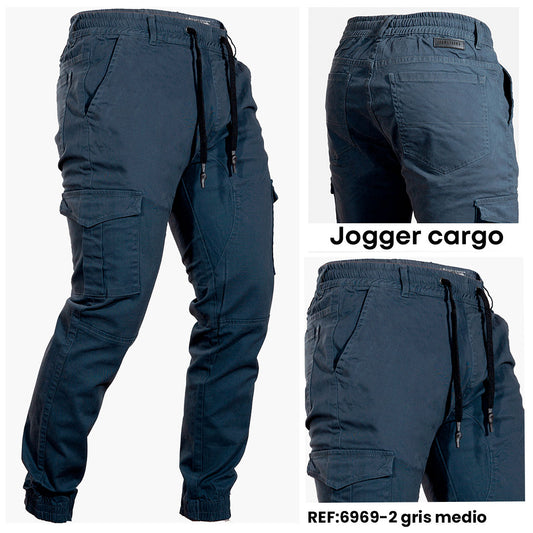 JOGGER CLASICO SLIM REF 6969-2 GRIS MEDIO